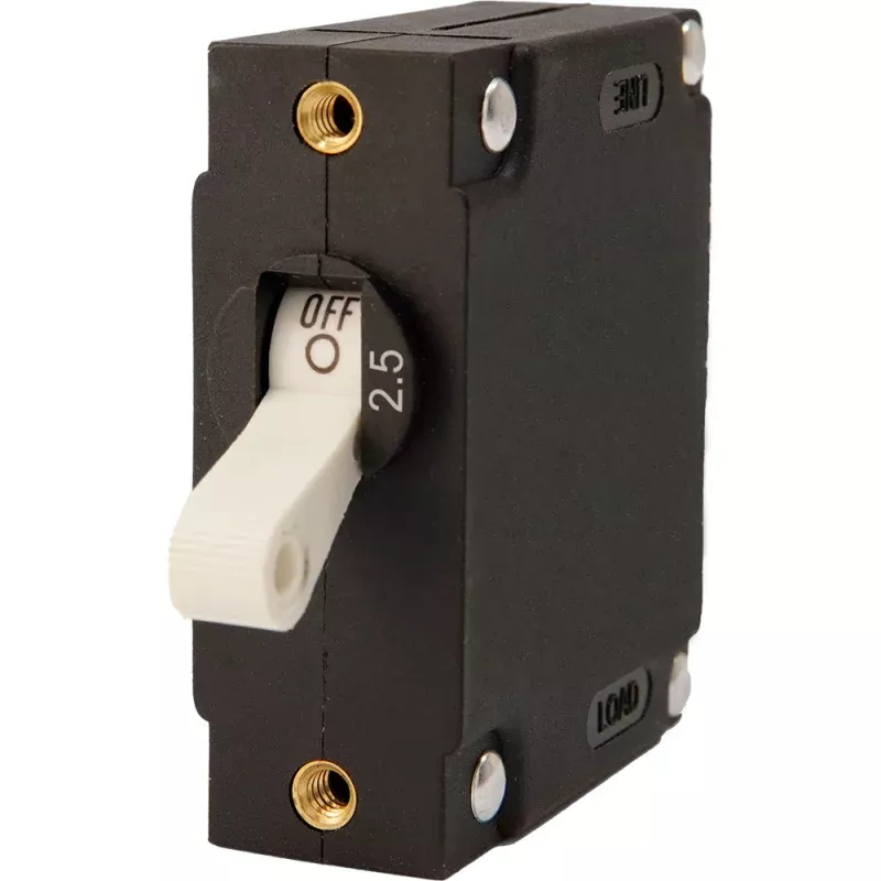 Egis A Series White Toggle Panel Mount Circuit Breaker – Single Pole 2.5A
