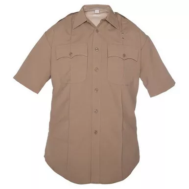 Elbeco 5592D Men's DutyMaxx West Coast Short Sleeve Poly/Rayon Stretch Shirt, Silver Tan