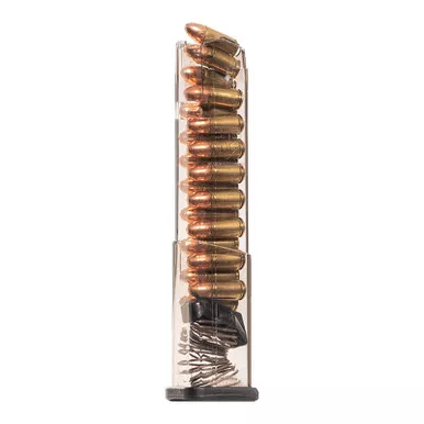 Elite Tactical Systems GLK-43X-19 Extended 19 Round Mag 9mm Luger Magazine for Glock 43X 48, Clear Polymer