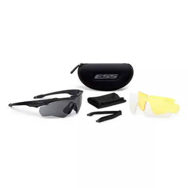 ESS EE9032-07 CrossBlade Eyeshield 3LS Kit, Black Frame w/ Clear, Smoke & Hi-Def Yellow Lens
