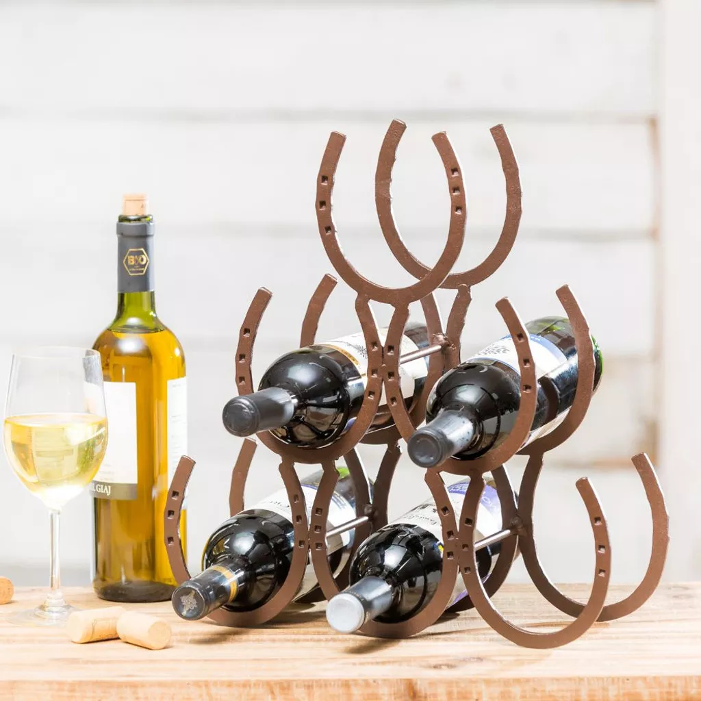 Evergreen Metal Horseshoe Tabletop Wine Holder #8WHM054