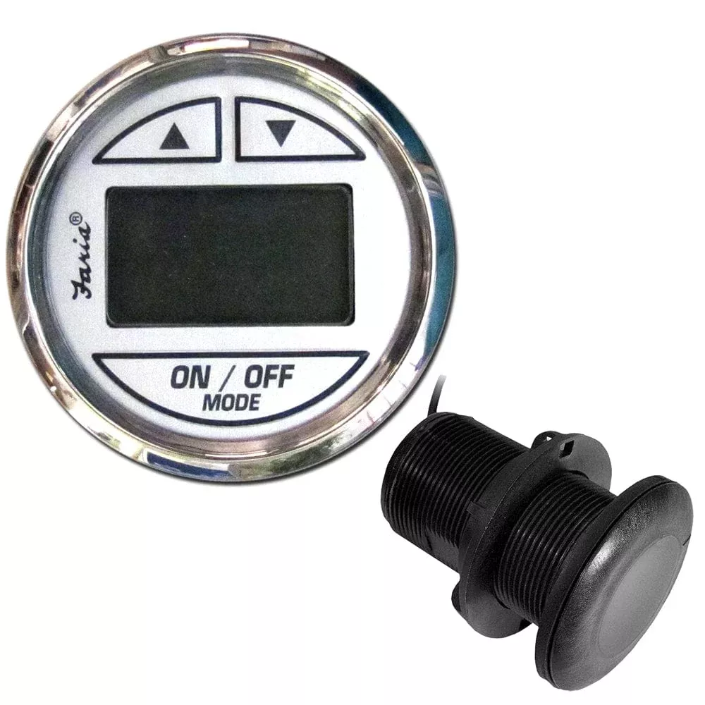 Faria Chesapeake White SS 2″ Depth Sounder w/Thru-Hull Transducer
