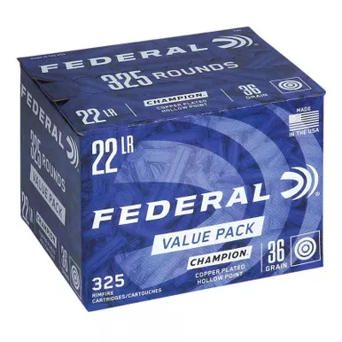 Federal 725 Value Pack 22 LR 36 GR Copper Plated Hollow Point 325 Rounds