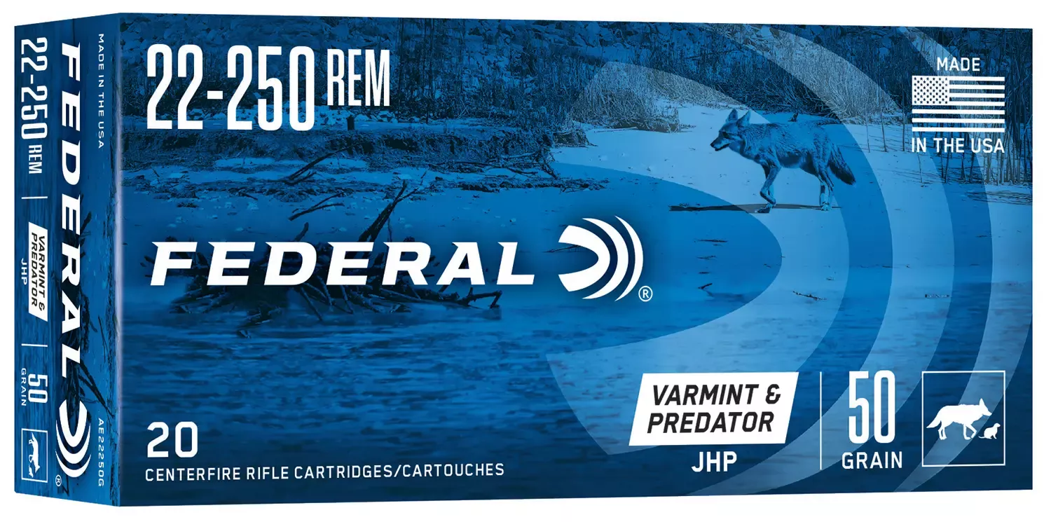 Federal American Eagle Varmint & Predator 22-250 Rem. 50 Gr.JHP 20/Box