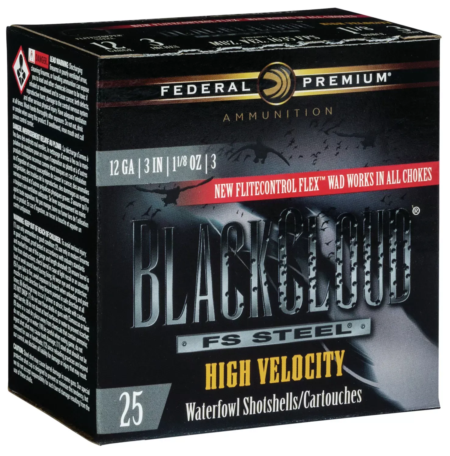 Federal Black Cloud FS High Velocity 12 GA 3" 1-1/8 oz. 3 Shot 25/Box
