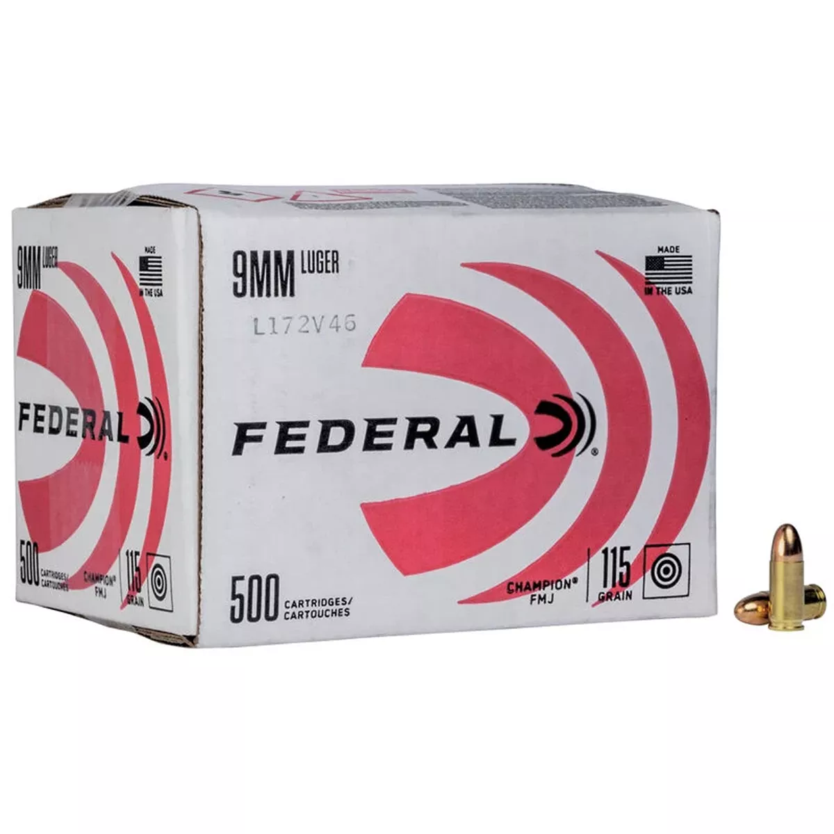 Federal Champion Training 9MM Luger 115 Gr 500/Box