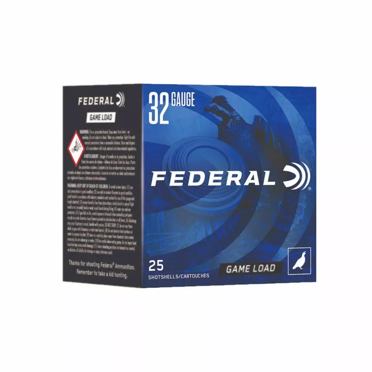 Federal Game-Shok Heavy Field Shotshells 32ga 2-1/2″ 1/2 oz #8 Lead Shot 25 Shells Per Box