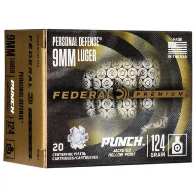 Federal Personal Defense Punch PD9P1 9mm 124GR JHP 20 Rounds