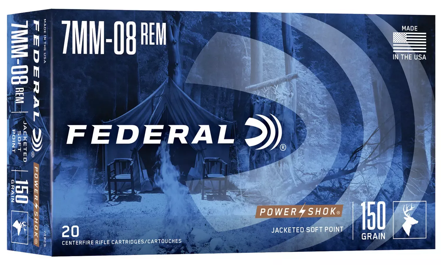 Federal Power-Shok 7MM-08 Rem 150 Gr. JSP 20/Box