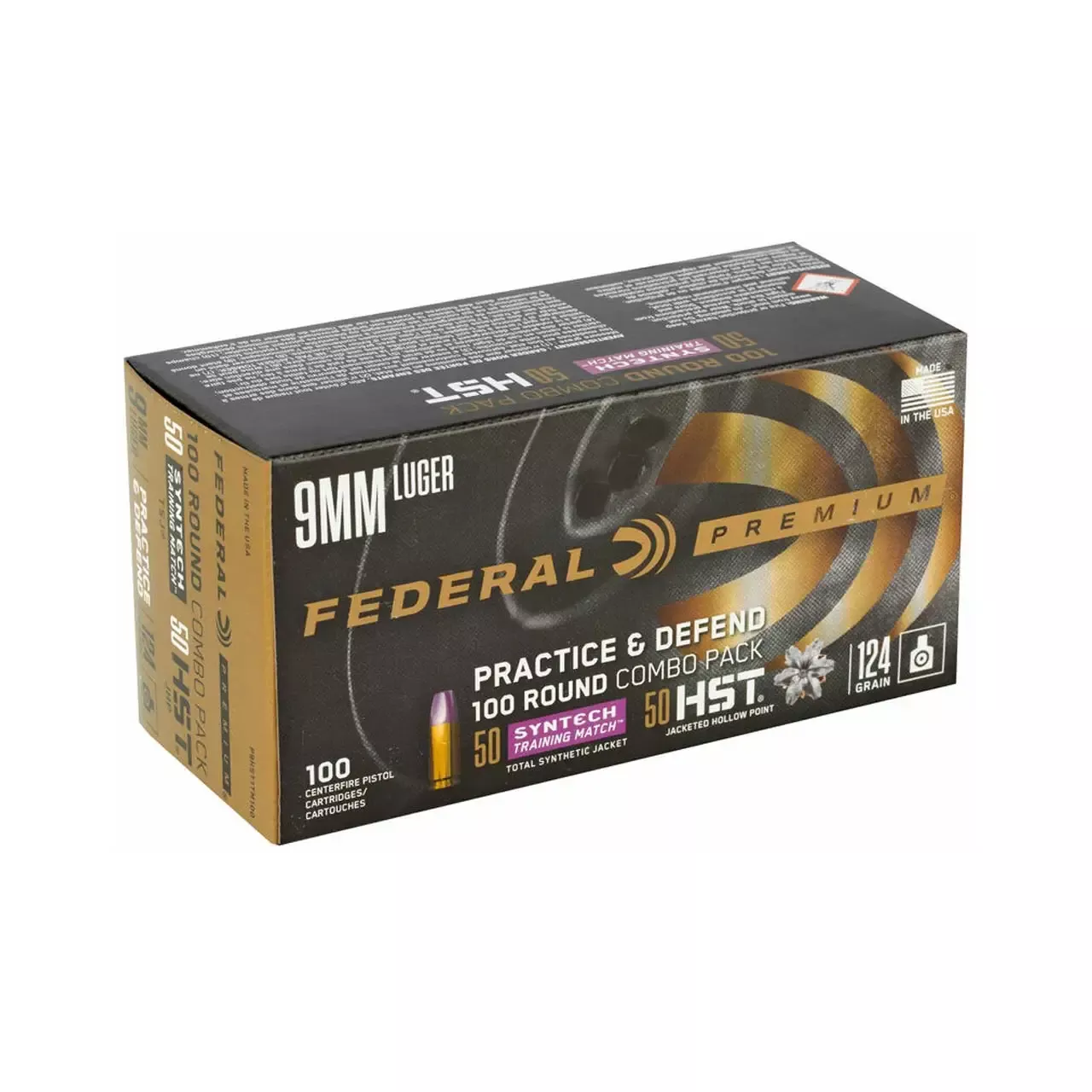Federal Practice & Defend 9mm Luger Ammo 124gr 100 rd Combo Pack