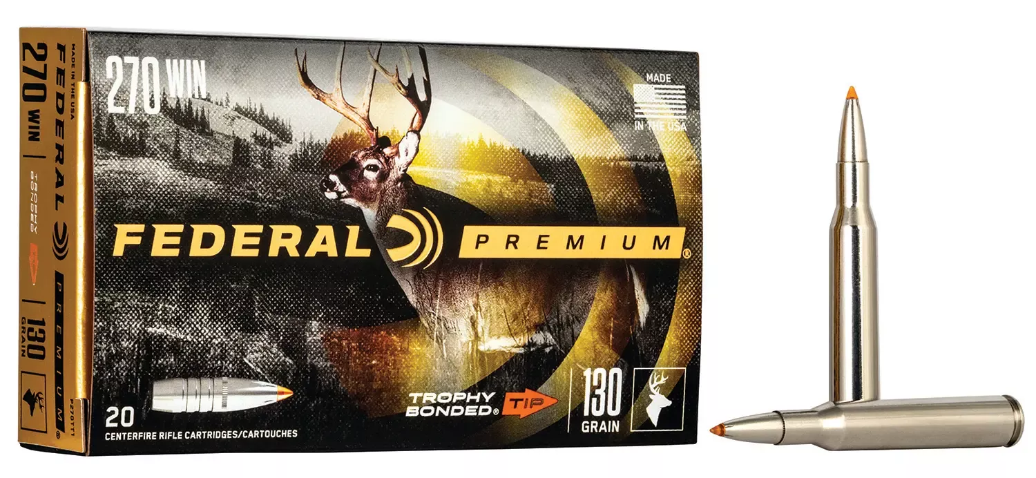 Federal Premium 270 Win 130 gr Trophy Bonded Tip 20 Per Box P270TT1
