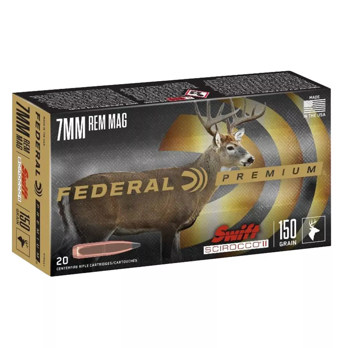 Federal Premium 7mm Rem Mag 150 gr Swift Scirocco II 20/Box