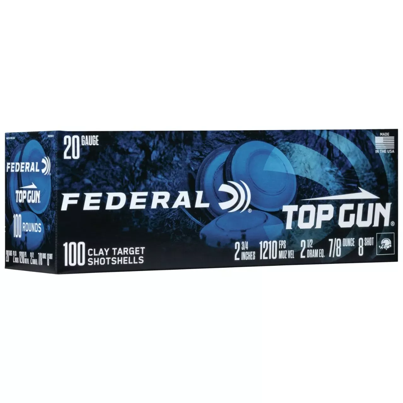 Federal Top Gun 20 Gauge 2.75″ 7/8 oz. #8 Shot Ammo – 100/Box