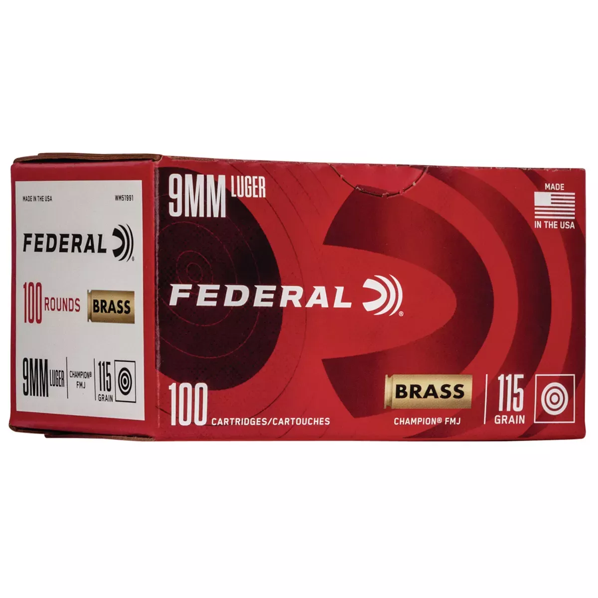 FederalChampion Training 9mm Luger 115 gr Full Metal Jacket (FMJ) 100/Box