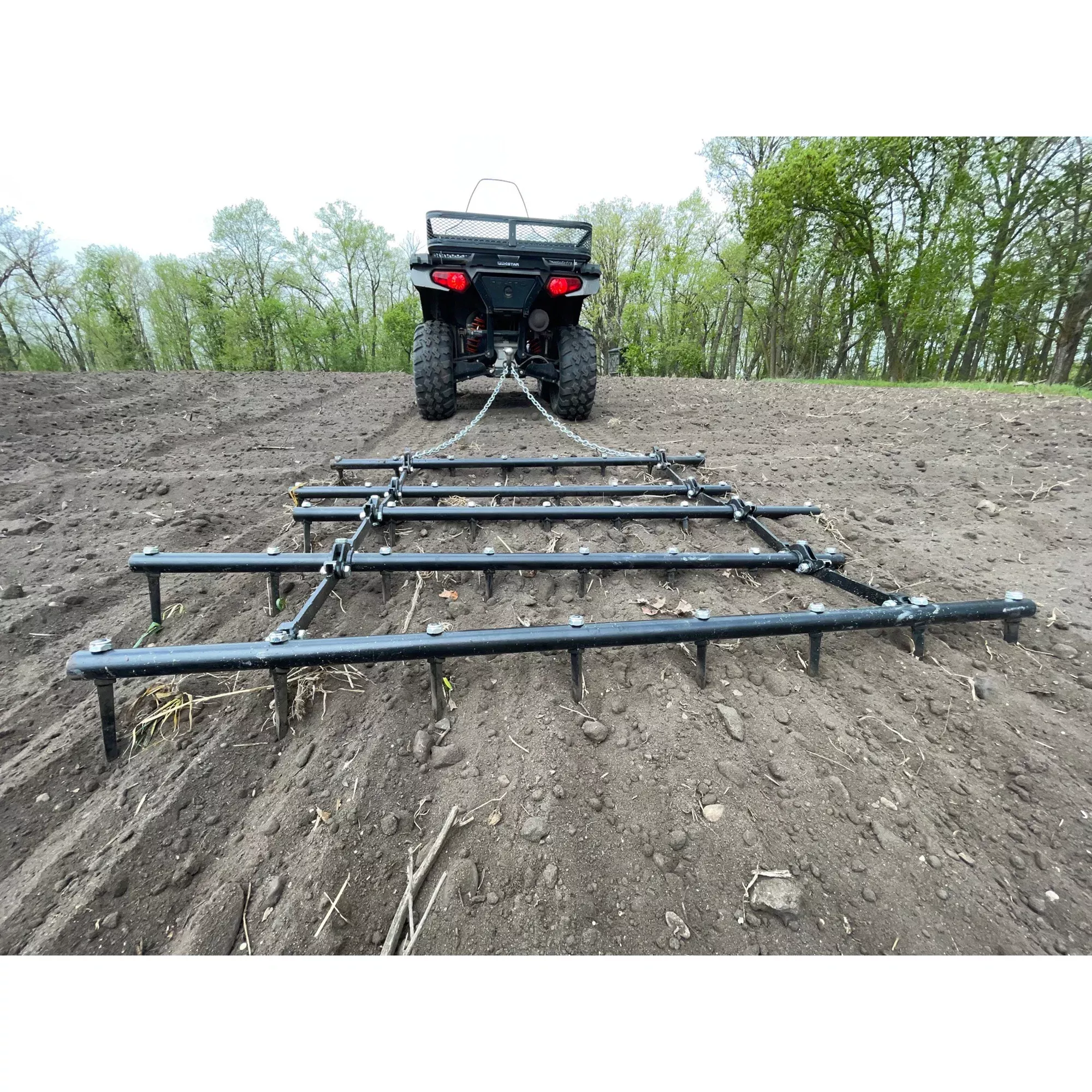 Field Tuff 5′ Spike ATV Drag – Tow-Behind Harrow with 3.75″ Spikes| Pull Type | For ATVs, UTVs, and Utility Tractors