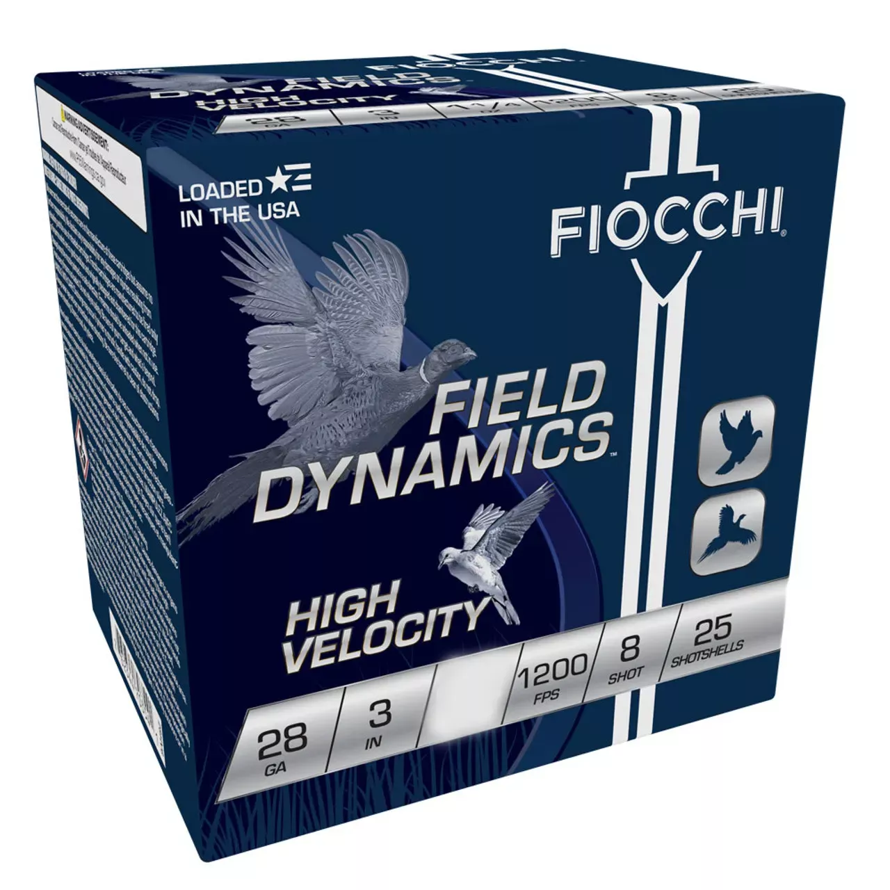 Fiocchi Field Dynamics High Velocity 28ga 3" 1.0 oz #8 Chilled Lead Shot 25 Shells Per Box
