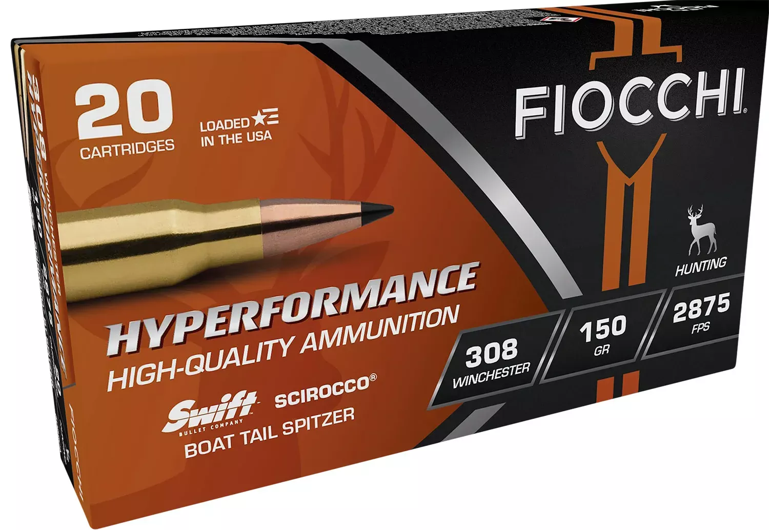 Fiocchi Hyperformance 308 Win 150 Gr. Swift Scirocco II Bonded 20/Box