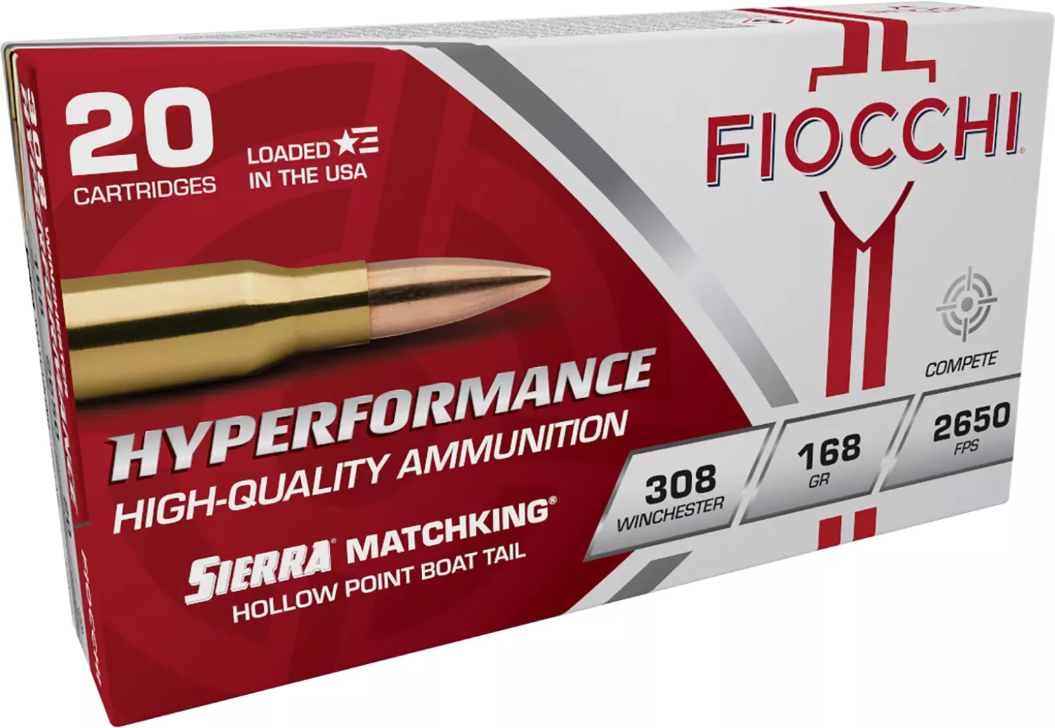 Fiocchi Hyperformance Compete 308 Win. 168 Gr. Sierra MatchKing BTHP 20/Box