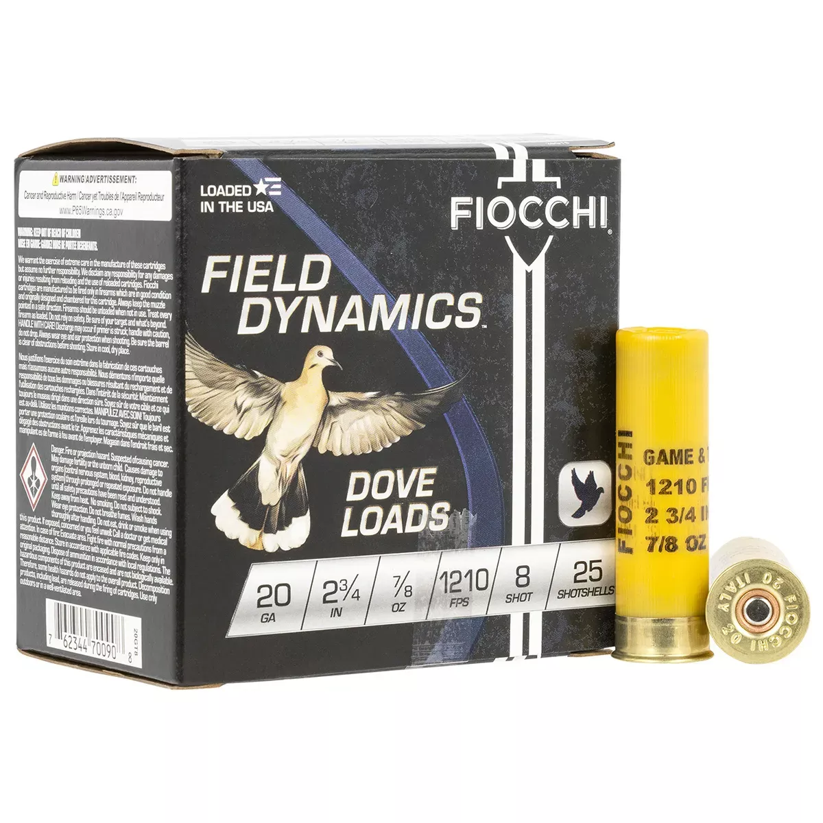 FiocchiField Dynamics Dove & Quail 20 Gauge 2.75″ 7/8 oz 8 Shot 25/box