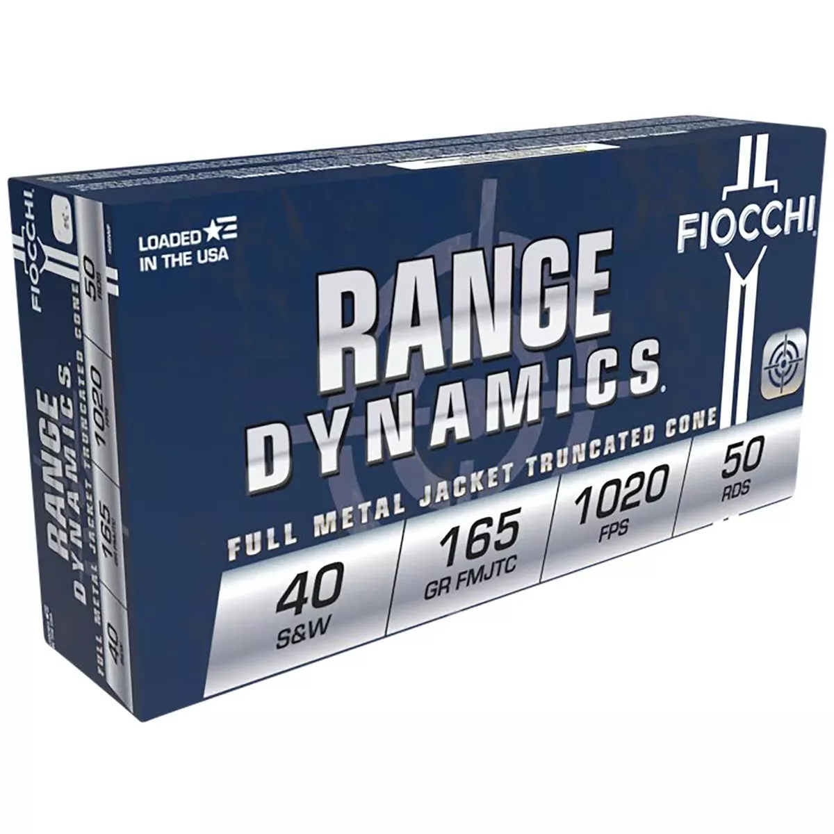 FiocchiRange Dynamics Pistol 40 S&W 165 gr Full Metal Jacket Truncated-Cone (TCFMJ) 50/Box