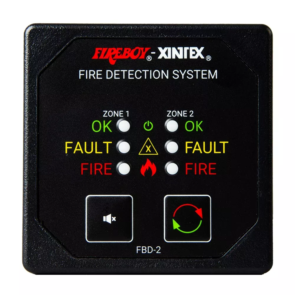Fireboy-Xintex Two Zone DetectionAlarm Panel – 2-5/8″ Display – 12/24V DC [FBD-2-R]