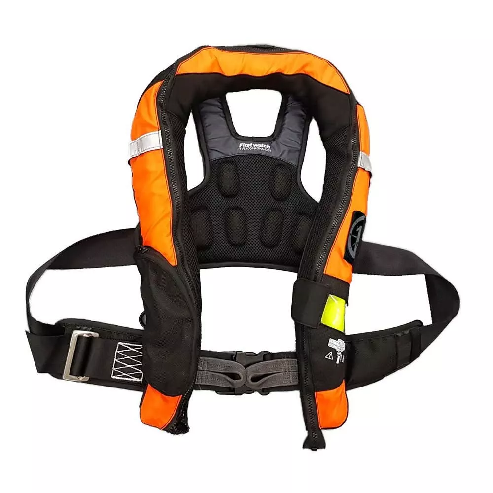 First Watch FW-40PRO Ergo Auto Inflatable PFD w/Harness - Hi-Vis Orange & Black - FW-40PROHA-OB
