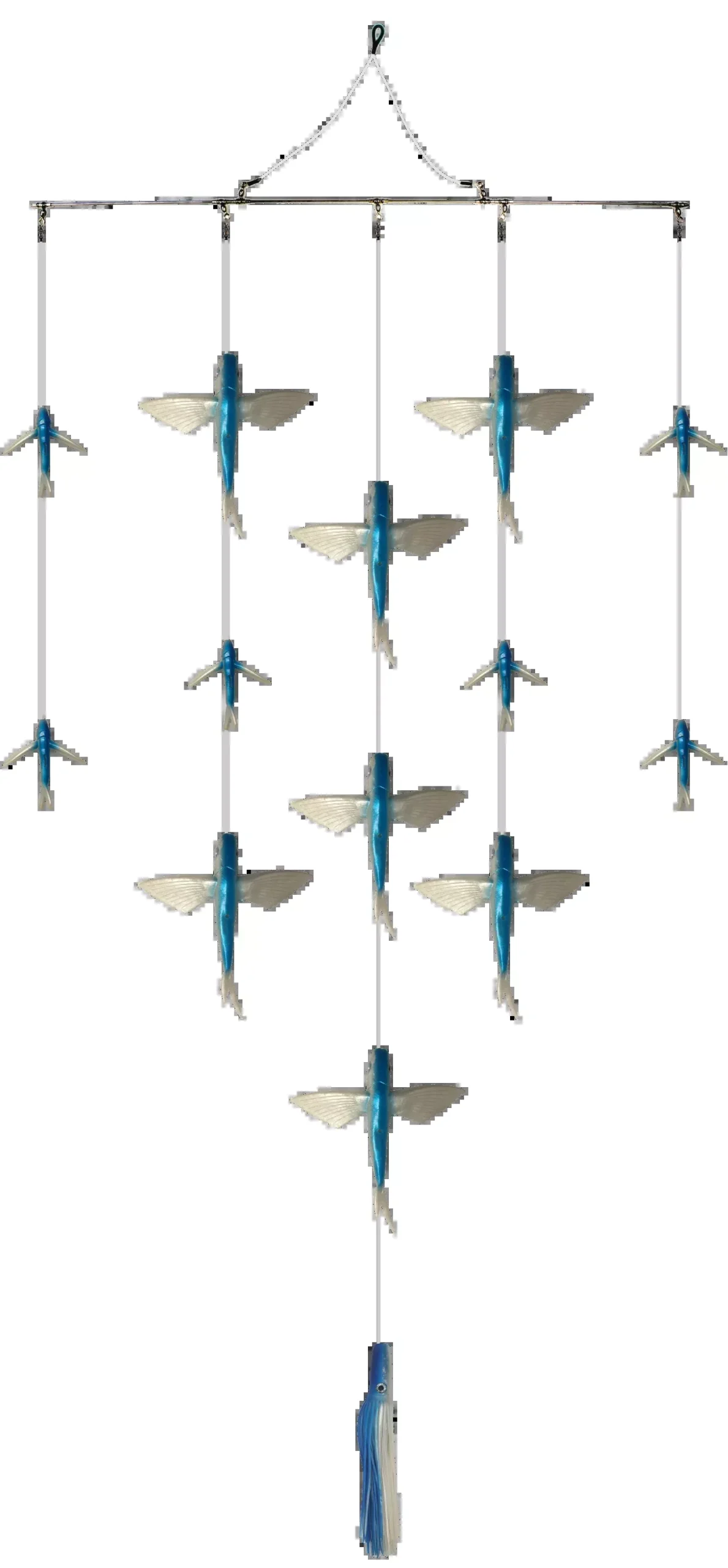 Fish Razr Tackle Flying Fish Spreader Bar Kit |Length 36″ (Braced Spreader Bar) + 5′ Center Drop | For Targeting Tuna & Other Pelagic Game Fish