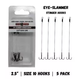Fishing Addiction Gear Eye-Slammer Stinger Hooks - 2.5'' - Black - 5 Pack - Hook Size #10