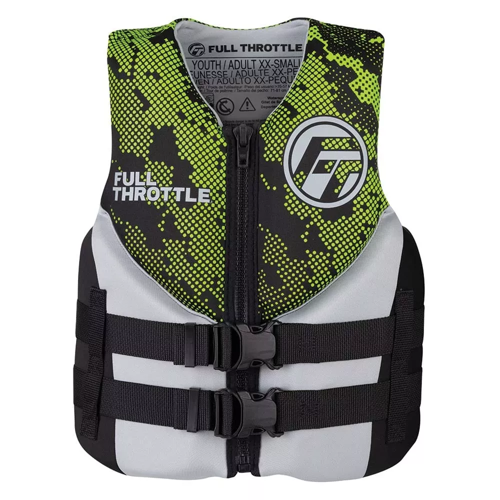 Full Throttle Junior Hinged Neoprene Life Jacket – Green