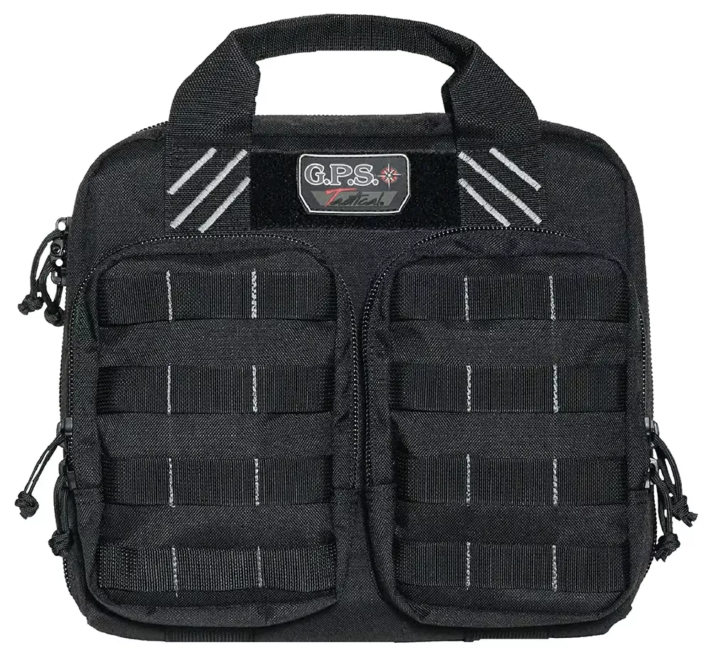 G*Outdoors Tactical Double +2 Pistol Case Black 1000D Nylon Teflon Coating with Visual
