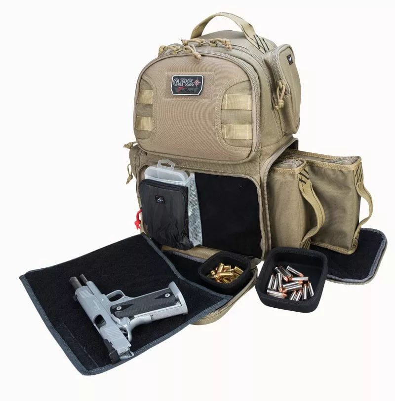 G*outdoors Tactical Range, Gpst1610bptge Tr Backpack Holds 2 Handguns - -tan