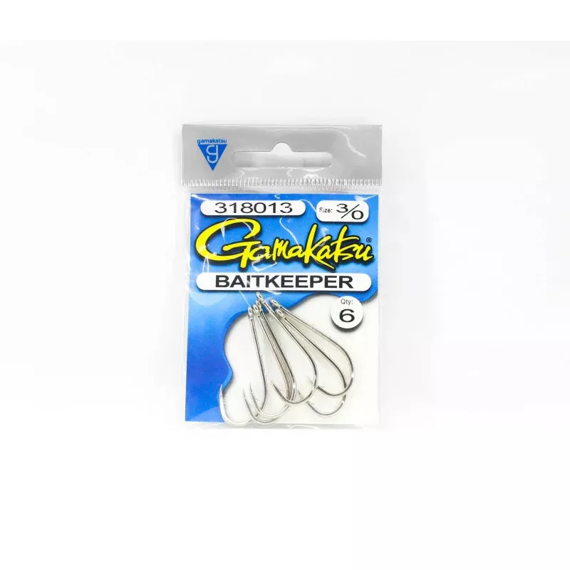Gamakatsu 318013 Baitkeeper Hook NKL Size 3/0, 6 Per Pack (4319)