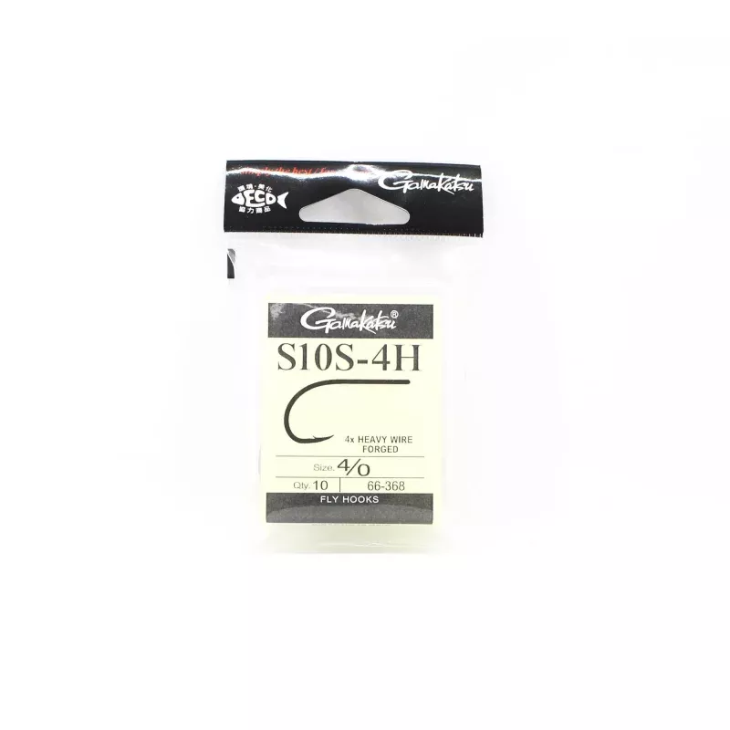 Gamakatsu 66368 S10S-4H Tin 4X Fly Hooks Size 4/0 , 10/pack (3495)