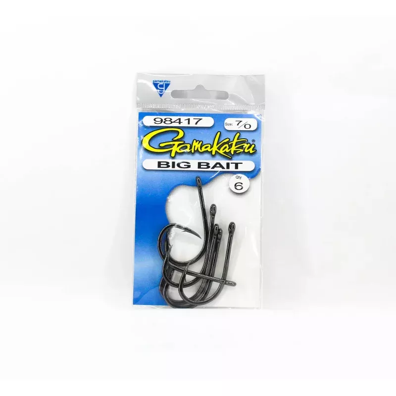 Gamakatsu 98417 Big Bait Hook NSB Size 7/0, 6 Per Pack (9267)