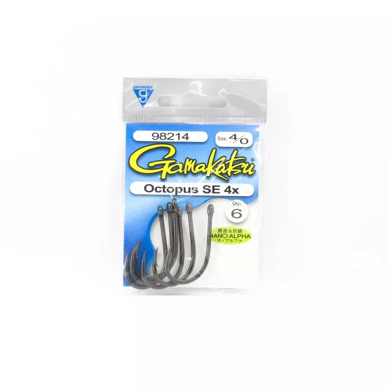 Gamakatsu Octopus Hook SE 4x Nano Alpha Size 4/0, 6 Per Pack (5391)