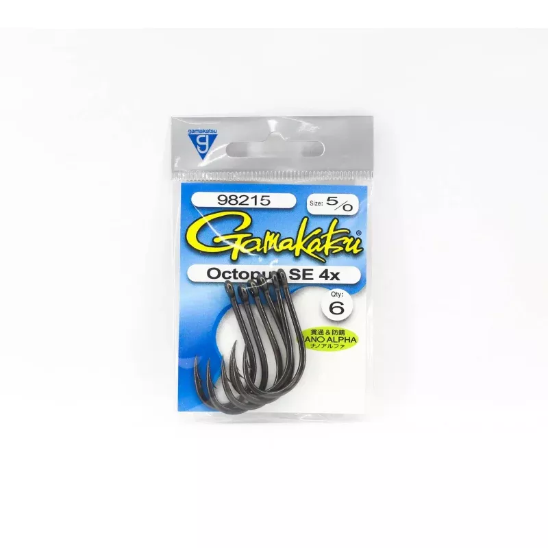 Gamakatsu Octopus Hook SE 4x Nano Alpha Size 5/0, 6 Per Pack (5407)