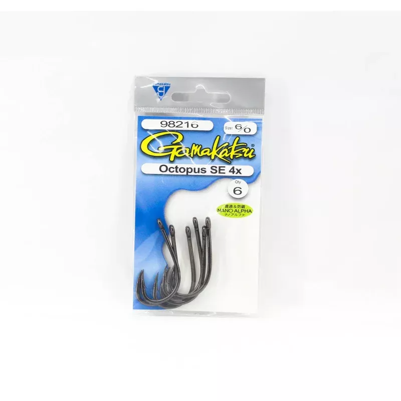 Gamakatsu Octopus Hook SE 4x Nano Alpha Size 6/0, 6 Per Pack (5414)