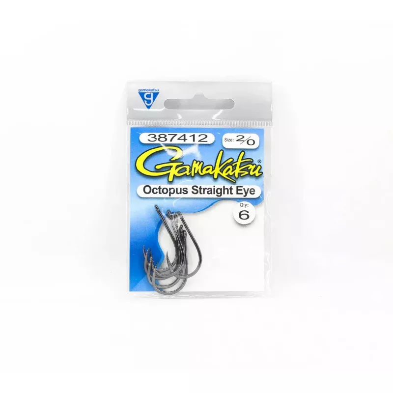 Gamakatsu Octopus Hook Straight Eye NSB Size 2/0, 6 Per Pack (4066)