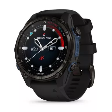 GARMIN Descent Mk3i 43mm Carbon Gray DLC Titanium Dive Computer/Smartwatch with Black Silicone Band (010-02753-10)