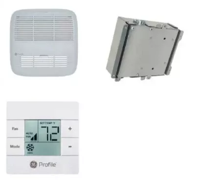 GE Appliances Ducted Install Kit, Air Distribution Box, Thermostat, Controls – White• RVACS-DKITW