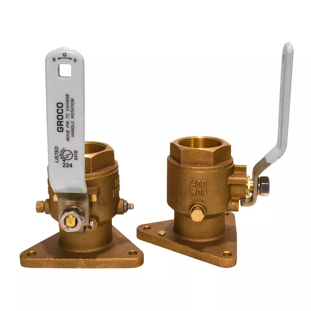 GROCO 1" Bronze Tri-Flanged Ball Valve/Seacock - FBV-1000