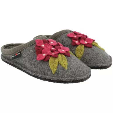 HAFLINGER Hortensia Gray Wool Slippers (313100-4)