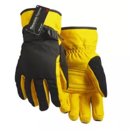 Hand Armor Gloves Deerskin Ski Gloves (Lined) - Black/Yukon Gold - M