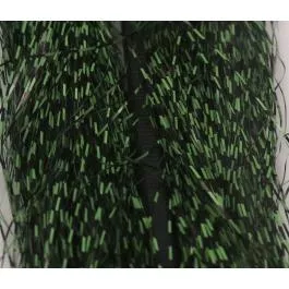 Hareline Dubbin Micro Barred Voodoo Fibers - Black Barred Chartreuse Green