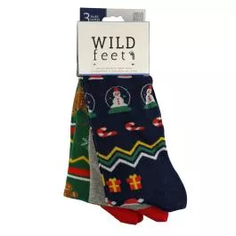 Heat Holders Men’s Holiday Crew Socks – Navy/Grey/Green