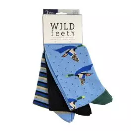 Heat Holders Men’s Mallards in Capes Crew Socks – Blue/Green – 3 Pack