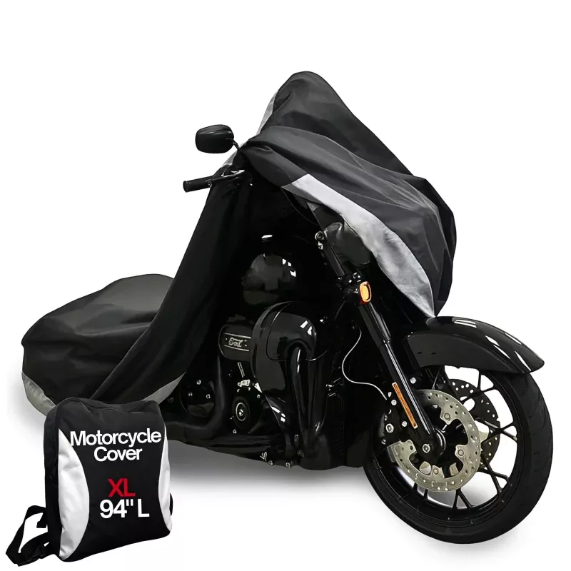 Heavy Duty Motorcycle Cover with Cable & Lock (XL) Black