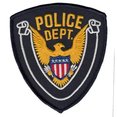 Hero's Pride 10417 Police Dept. Eagle w/ Blank Scroll - Dark Navy Border on Midnight Twill - 4" x 4.38"