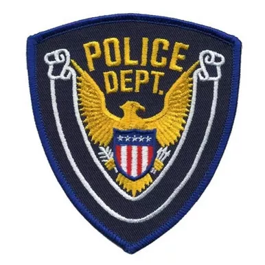 Hero's Pride 10419 Police Dept. Eagle w/ Blank Scroll - Royal Blue Border on Navy Twill - 4" x 4.38"
