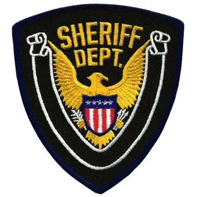 Hero's Pride 10425 Sheriff Dept. Eagle w/ Blank Scroll - Dark Navy Border on Midnight Twill - 4" x 4.38"